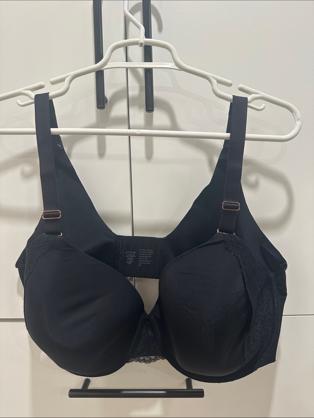 Soma Black Full Coverage Support Bra with Lace Accents
